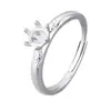 Anel de diamante DIY com cravação de seis garras de 5 mm em prata de lei maciça S925 com um novo design de padrão nacional de alta qualidade estilo chinês