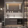 Set de mueble de baño inteligente con lavabo cerámico integrado, combinación simple de mueble y lavabo, mueble de lavabo para tocador de baño