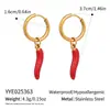 Pendientes y Collar de Acero Inoxidable con Goteo de Aceite de Chile Rojo y Pendientes de Oro de 18 Quilates de Alta Gama para Mujer, Moda Europea y Americana Transfronteriza