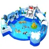 Equipo de parque acuático inflable grande móvil para exteriores, combinación de tobogán acuático inflable para niños, fabricante de piscinas inflables