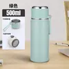 Termo de Acero Inoxidable 316 de Alto Valor Estético en Colores Macaron con Separación de Té y Agua y Cordón, Adecuado para Uso en Exteriores y en el Coche, Botella de Agua Portátil