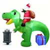 Decoração Inflável de Natal Transfronteiriça de 1,8m - Papai Noel Montado em um Dinossauro, Decoração de Jardim com Luz LED, Enfeite Festivo