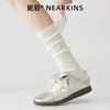 Meias Finas de Algodão Puro para Verão Femininas, Meias de Cano Alto Estilo Jk, Malha Respirável Estilo Miu Estilo Ballet Cor Sólida Meias Longas Folgadas