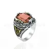 Anillo Transfronterizo de Amazon para Hombre Sol, Luna y Estrellas con Cristal Colorido Grabado Vintage, Joyería de Lujo Ligero de Alta Gama al por Mayor