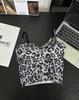 Camisole Colete de Seda Gelada com Estampa de Leopardo Plus Size Feminino para Usar por Cima Top Sexy com Bojo Base Roupa Íntima