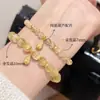 Pulsera de Cristal Dorado Natural Piedra Lunar Cristal Pulsera de Ojo de Tigre que Traga Oro Hilo de la Fortuna para Novia Regalo