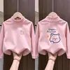 Blusa Base de Fleece Escovado para Bebê Outono Inverno Novo Estilo Camiseta de Manga Longa para Meninas Térmica de Lã Quente Casual Roupa Íntima Menina Pequena