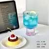 Vidrio con Patrón de Piedra Preciosa de Gama Alta con Vista a la Montaña, Vaso Alto de Cerveza de Lujo Ligero de Gama Alta, Taza Creativa para Bebidas y Café, Vaso para Jugos