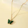 Colar Pingente Borboleta Moda Ins Estilo Japonês e Coreano Feminino Estilo Francês Retro Elegante Corrente de Clavícula com Diamante Street Beat