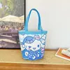 Cubeta Linda Ilustración Portátil Chica Estilo Han Corazón de Niña Bolsa de Almuerzo para Mamá Bolsa Pequeña para el Trabajo Diversión Infantil Graffiti Bolsa de Lona
