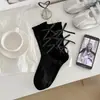 Meias Finas Youjiaxiu Primavera e Verão com Laço Estilo Japonês Abertura no Calcanhar Meias Lolita com Laço até a Panturrilha