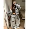 Comercio Transfronterizo Parche Adelgazante Patchwork Estampado de Leopardo Nuevo Diseño Retro Pantalones Cimitarra Estilo Americano Sueltos de Pierna Ancha Pantalones de Chándal para Mujer