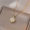 Collar para Mujer, Estilo Influencer Transfronterizo Flor de Girasol Circonita Giratorio Conjunto de Tres Piezas Decoración Collar de Acero de Titanio