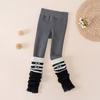 Leggings Grossos de Inverno para Meninas com Forro de Fleece e Meias Color Block, Calça Quente de Fleece Integrada Tendência