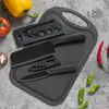 Juego de Cuchillos de Cocina de Acero Negro, Incluye Tabla de Cortar, Cuchillo de Acero Negro, Cuchillo para Frutas y Combinación de Tabla de Cortar para Dormitorio