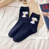 Meias de desenho animado estilo japonês na altura da panturrilha para homens e mulheres com estampa de cachorrinho 3D aveludada, meias femininas estilo coreano feitas de algodão penteado, adequadas para todas as estações