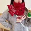Cachecol Longo de Rena Vermelha de Natal para Mulheres, Outono e Inverno Tricotado Grosso Quente Versátil Dupla Face Estilo de Natal