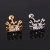 Pendientes de Zirconia Incrustada en Cobre 20g Dientes Exteriores Estrella de Mar Cangrejo Animal Personalizado Clavo para Cartílago de la Oreja Varilla Fina de Acero Inoxidable Pendientes Roscados