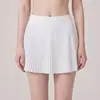 Saia esportiva feminina de verão, saia de yoga anti-exposição, roupa de corrida e fitness, saia plissada de tênis de cintura alta respirável de secagem rápida