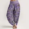 Pantalonas Casuais Versáteis de Moda Estilo Novo Europeu e Americano Transfronteiriço com Estampa Digital 3D Algodão Puro Estampado Diretamente Pantalonas Thai Femininas para Primavera e Verão