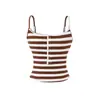 Camisola Color Block Listrada Estilo Francês Design de Nicho para Mulheres, Verão 2026 Novo Top Elegante Sem Costas Ajustado Tendência