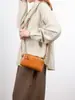 Bolsa Quadrada Pequena para Mulheres em Couro Bovino de Couro Vegetal com Textura de Couro Genuíno Estilo Retro Nova Bolsa Transversal de Ombro Único para Mulheres