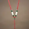 Colar Pingente de Jade Hetian de Alta Qualidade com Pingente Ajustável de Buda de Jade e Guanyin, Cordão de Couro para Pingente, Corrente de Pescoço de Jade, Cordão para Suéter para Homens e Mulheres