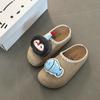 Lindas Pantuflas de Encaje con Dibujos Animados, Suela Gruesa, Puntera Abierta, Peludas para Mujer, Otoño e Invierno, Pantuflas de Algodón de Suela Plana y Zapatos de Algodón