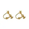 Pendientes envío invisible diy tornillo de cabeza plana clip para oreja accesorios chapado en cobre con anillo de suspensión clip para oreja sin convertidor para agujero de oreja