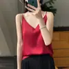 Camisola de Verano para Mujer, Camisola de Acetato, Sexy Escote en V, Chaleco de Satén sin Mangas, Moderno y Versátil