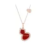 Collar de Calabaza Kirin con Colgante de Ágata Roja, Cadena para Clavícula de Alta Calidad Chapada en Oro Rosa de 18 Quilates, Ventas Directas de Fábrica, Dropshipping por Transmisión en Vivo