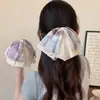 Pinza para el pelo de lazo versátil estilo francés con un toque de alta gama para mujer, realza el volumen del cabello, adecuada para peinados semi-recogidos, pinza para coleta, horquilla versátil con bloques de color azul y morado