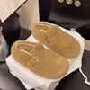 Pantuflas peludas estilo Birkenstock de suela gruesa estilo coreano para mujer, nuevas pantuflas de algodón felpudo sin cordones de invierno 2026