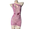 Estilo de Niña Grande: Tímido y Dulce, Body de Malla Hueca Seductor Transparente Sexy Malla de Puro Deseo, Talla Grande para Exportación Transfronteriza