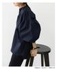 Camisa de Primavera Japonesa y Coreana con Sentido de Diseño Nicho Nuevo, Cuello Vertical, Holgada Casual, Combinable con Todo, Manga Linterna, Top para Mujer