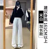Pantalones de chándal grises para mujer Primavera y Otoño 2025 Nuevos de Cintura Alta Adelgazantes Sueltos Casuales de Felpa de Pierna Ancha para Otoño e Invierno