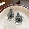 Brincos Redondos com Franjas Estilo Boêmio Óleo Gotejado Gancho de Orelha Retrô Étnico Moderno Acessórios de Brinco com Senso de Design de Nicho para Mulheres