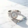Anillo de plata esterlina s925 Tong Lin anillo de boda anillo de compromiso fila de taladros dos en uno anillo europeo y americano anillo de plata anillo al por mayor