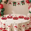 Tema de Papai Noel de Desenho Animado Bandeirola de Aniversário Atmosfera Festa Banner de Letras Topper de Bolo Ornamento