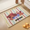 Alfombra de piso antideslizante de lino para baño con dibujos animados, alfombra absorbente para entrada de baño, alfombrilla de secado rápido para inodoro, alfombra para el hogar