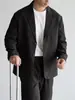 Estilo Old Money Retrô Camurça Sintética Lapela Notch Terno Masculino Outono/Inverno 2026 Terno de Negócios Leve Textura Diagonal Conjunto