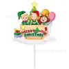Novo Topper de Decoração de Bolo Temático do Papai Noel Desenho Animado Feliz Natal Inserção para Bolo