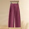 Calça Feminina de Verão Fina em Tencel Linho Petite 2026 Novo Estilo Corpo Pera Perna Larga Casual Calça Curva