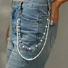 Diseño Transfronterizo Europeo y Americano Cadena de Pantalón de Cadena de Flor de Perla de Imitación Cadena para Cadera Hip-Hop Diamante de Colores Incrustado Colgante de Cadena de Cintura de Gama Alta