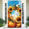 Cubierta de Puerta Otoño 2026 Transfronteriza Cosecha de Otoño Calabaza Girasol Atmósfera Festiva Fondo Decorativo Pancarta Exterior