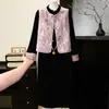 Foto Real de Conjunto de Vestido Chaleco de Alta Gama para Madre 2026 Nuevo Estilo para Banquete de Boda de Suegra Mujeres de Mediana Edad Nuevo Conjunto de Vestido Estilo Chino