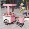 Carrinho de Flores para Venda ao Ar Livre, Estande de Exposição em Shopping Center, Triciclo Móvel para Venda de Lanches, Estande de Celebridade da Internet, Carrinho de Café e Chá de Leite