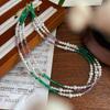 Design Original Calcedônia Verde Natural Cubo de Açúcar Ametista Mista Gradiente Corrente Clavicular Colar de Pérolas Shijia