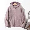 Nuevo cárdigan con capucha de lana de alpaca, cálido, cómodo, versátil y a prueba de viento, disponible en rosa, lavanda y gris crepúsculo