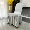 Capa de Cadeira Saia Plissada em Sarja Capa de Cadeira para Banquete de Casamento de Hotel Reunião Sem Laço Decoração de Laço Cadeira de Jantar